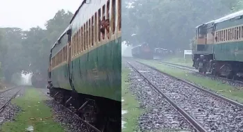 এক লাইনে মুখোমুখি দুই ট্রেন , গতি কম থাকায় রক্ষা