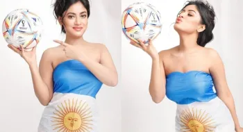 আর্জেন্টিনার পতাকা গায়ে হাজির নায়িকা