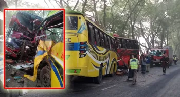 ফরিদপুরে দুই বাসের মুখোমুখি সংঘর্ষে নিহত ৫