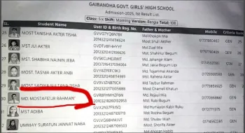 গাইবান্ধায় বালিকা বিদ্যালয়ে ভর্তির ‘সুযোগ’ পেল বালক