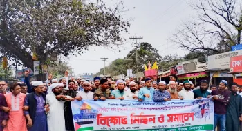 ফিলিস্তিন ও ভারতে মুসলমান হত্যার প্রতিবাদে বীরগঞ্জে  বিক্ষোভ মিছিল ও সমাবেশ