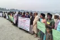 কুড়িগ্রামের উলিপুরে নৌ বন্দর ও নৌ থানা স্থাপন সহ ৫ দফাসহ ১৫ দাবীতে নদী রক্ষা ও চর উন্নয়ন আন্দোলনের আয়োজনে মানববন্ধন