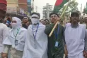 কুড়িগ্রামে দাবি আদায়ে কাফনের কাপড় পড়ে কারিগরি শিক্ষার্থীদের মিছিল