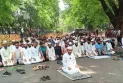 মঞ্চে জুমার নামাজ আদায় আন্দোলনকারীদের, সমাবেশ শুরু
