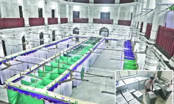 ডাকসু নির্বাচনের জন্য কার্জন হলে প্রস্তুত ভোট কেন্দ্র